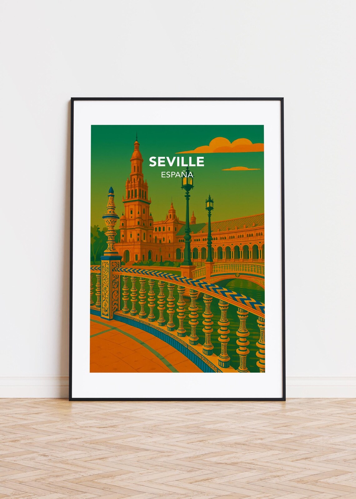 Seville Spain Poster, Modern City Illustration
