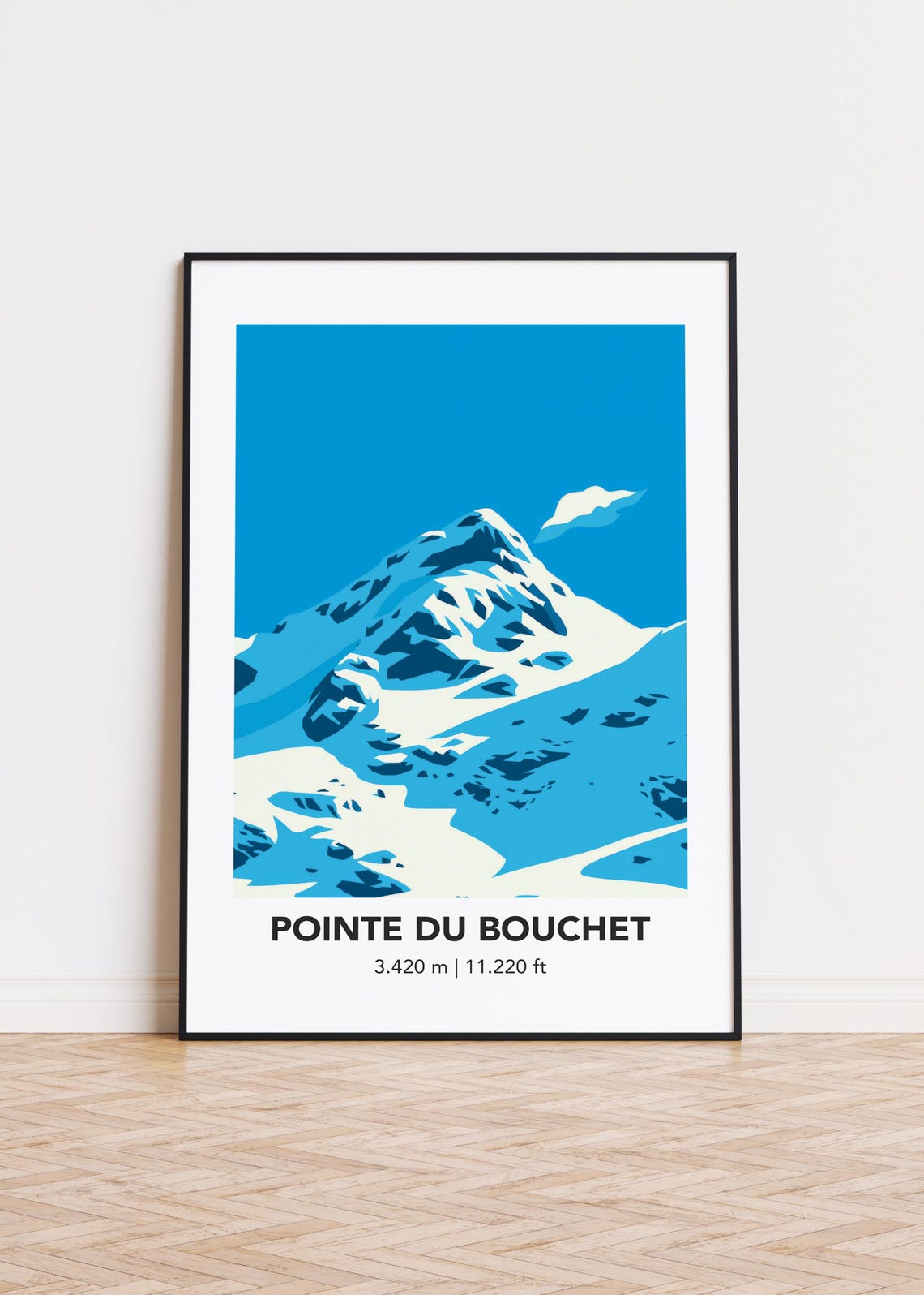 Pointe du Bouchet Poster Snowy Blue Alpine Summit Minimalist Art Decor