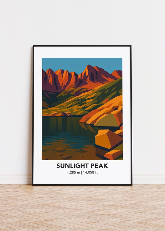 Sunlight Peak Print Modern Mountain Illustration Art