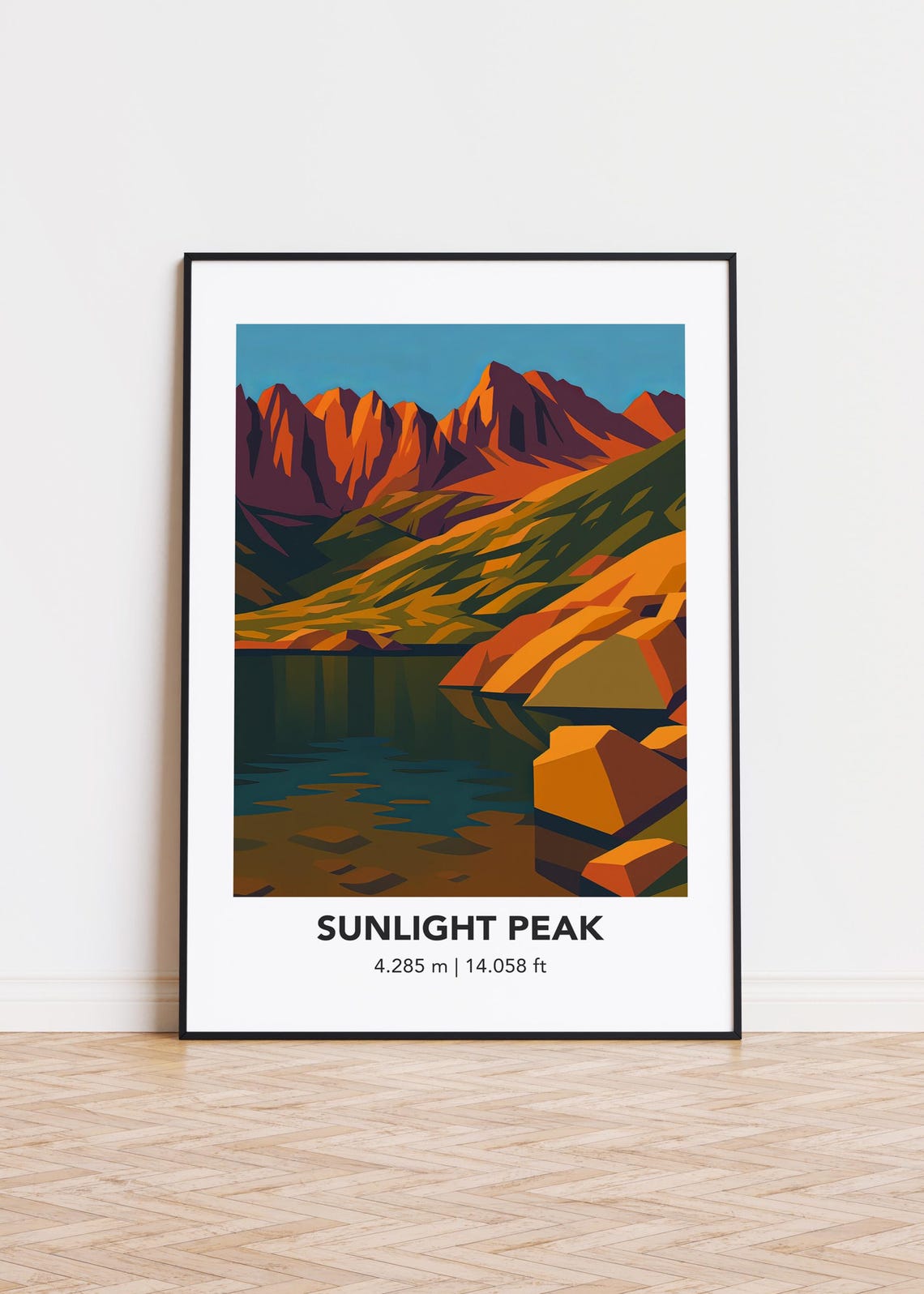 Sunlight Peak Orange Ridge Alpine Lake Sunset Mountain Poster