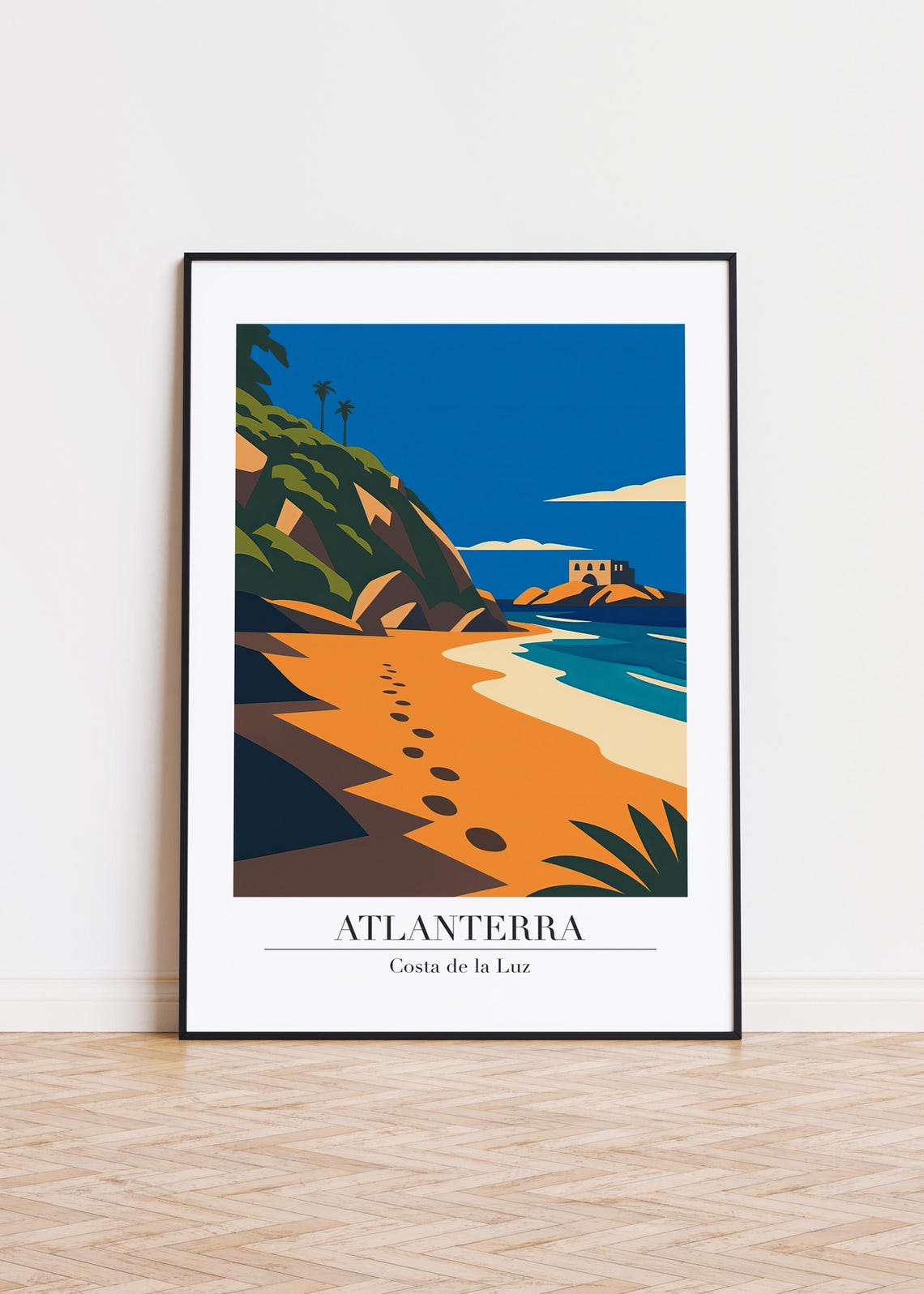 Atlanterra Costa de la Luz Golden Beach Cliffs Travel Art Poster