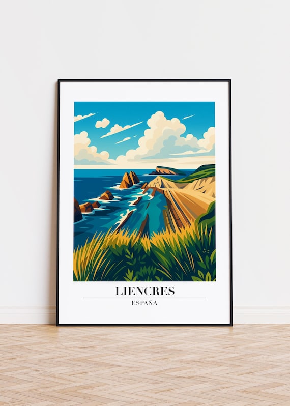 Liencres Spain Coastal Cliffs Sea Stacks Dunes Illustration Poster