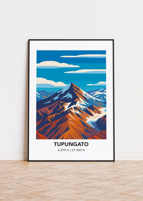 Tupungato Mountain Illustration Art Print Modern City Poster