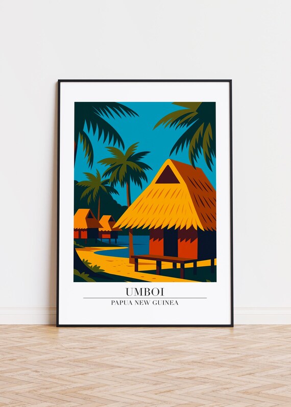 Umboi Cityscape Poster Papua New Guinea Illustration Art