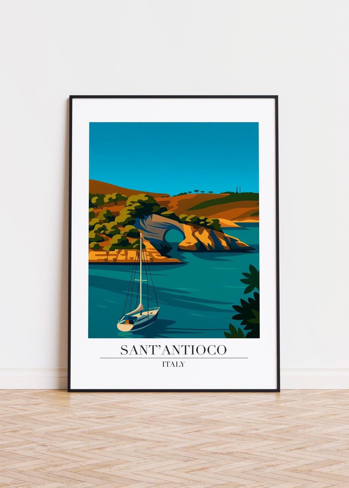 Santantioco Italy Modern Travel Poster