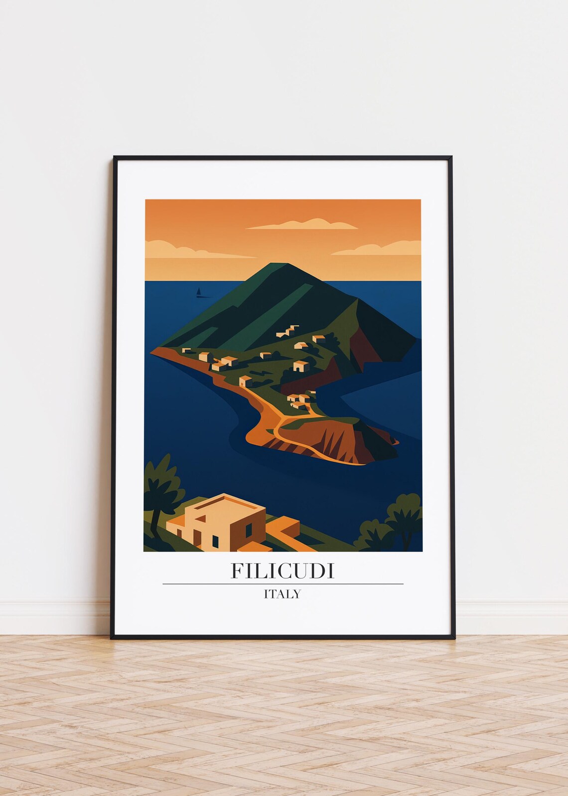 Filicudi Italy Modern Travel Poster Art Print