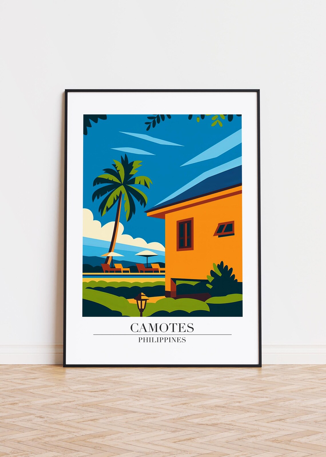 Camotes Philippines Tropical Beach Resort Minimalist Island Travel Poster
