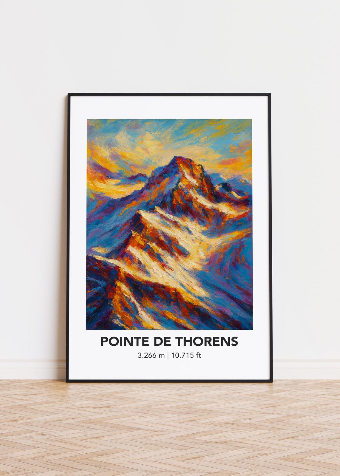 Pointe De Thorens Snowy Ridges Golden Alpine Mountain Art Poster
