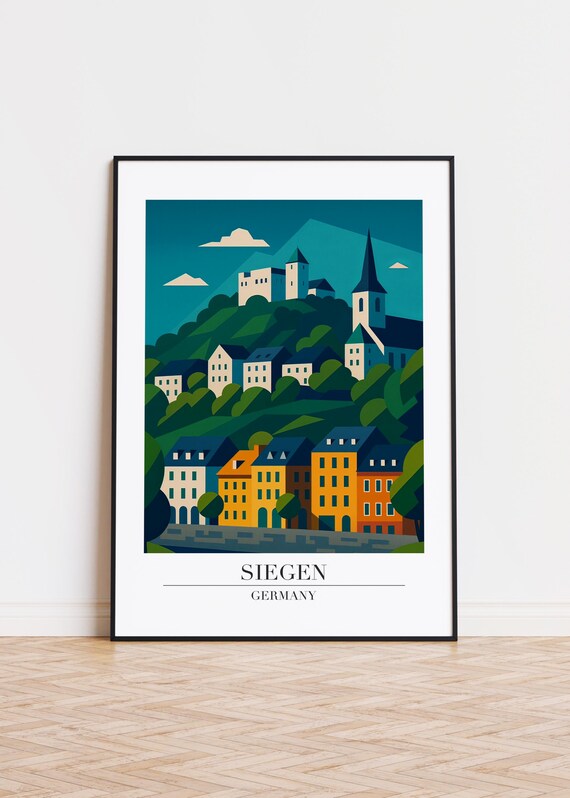 Siegen Germany Poster Modern Illustration Art Print