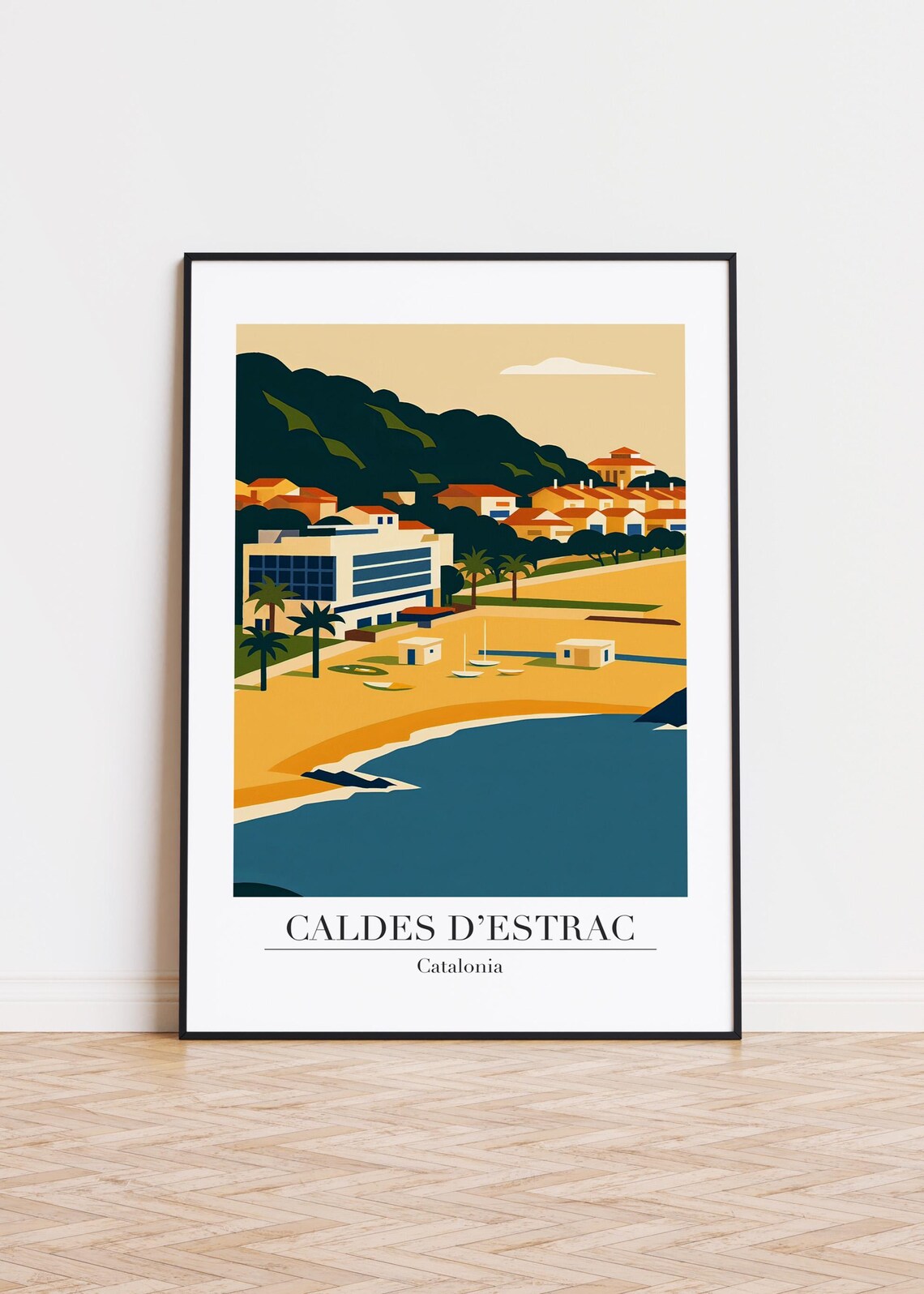 Caldes Destrac Spain Modern Travel Poster Print