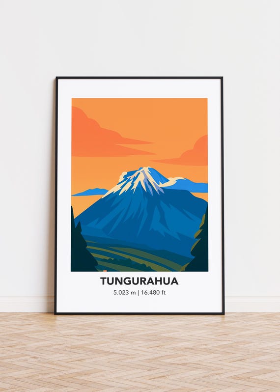 Tungurahua Illustration Art Print Mountain Poster