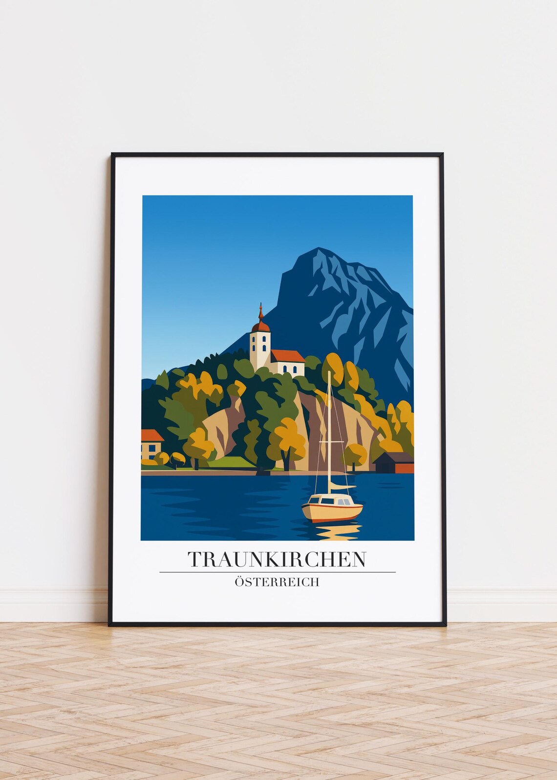 Traunkirchen Austria Modern Travel Poster