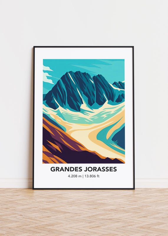 Grandes Jorasses Mountain Art Print Modern Minimalist Decor
