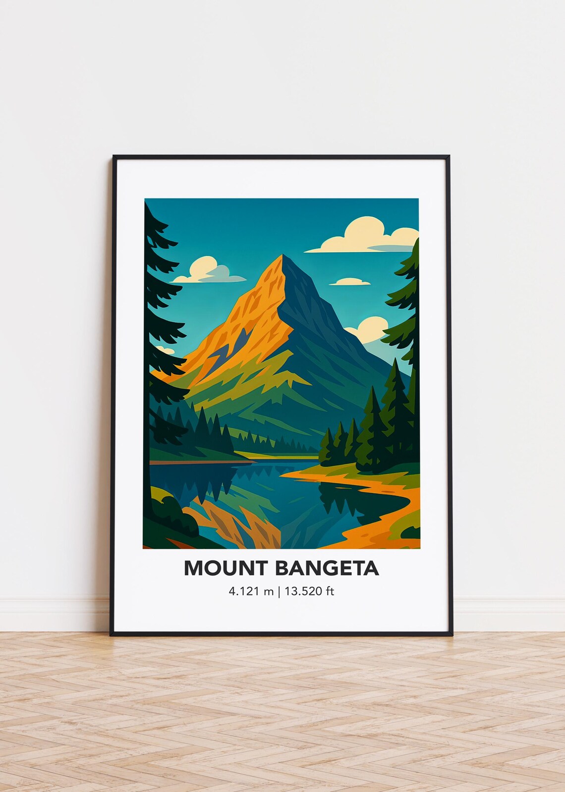 Mount Bangeta Print Minimalist Mountain Illustration Art