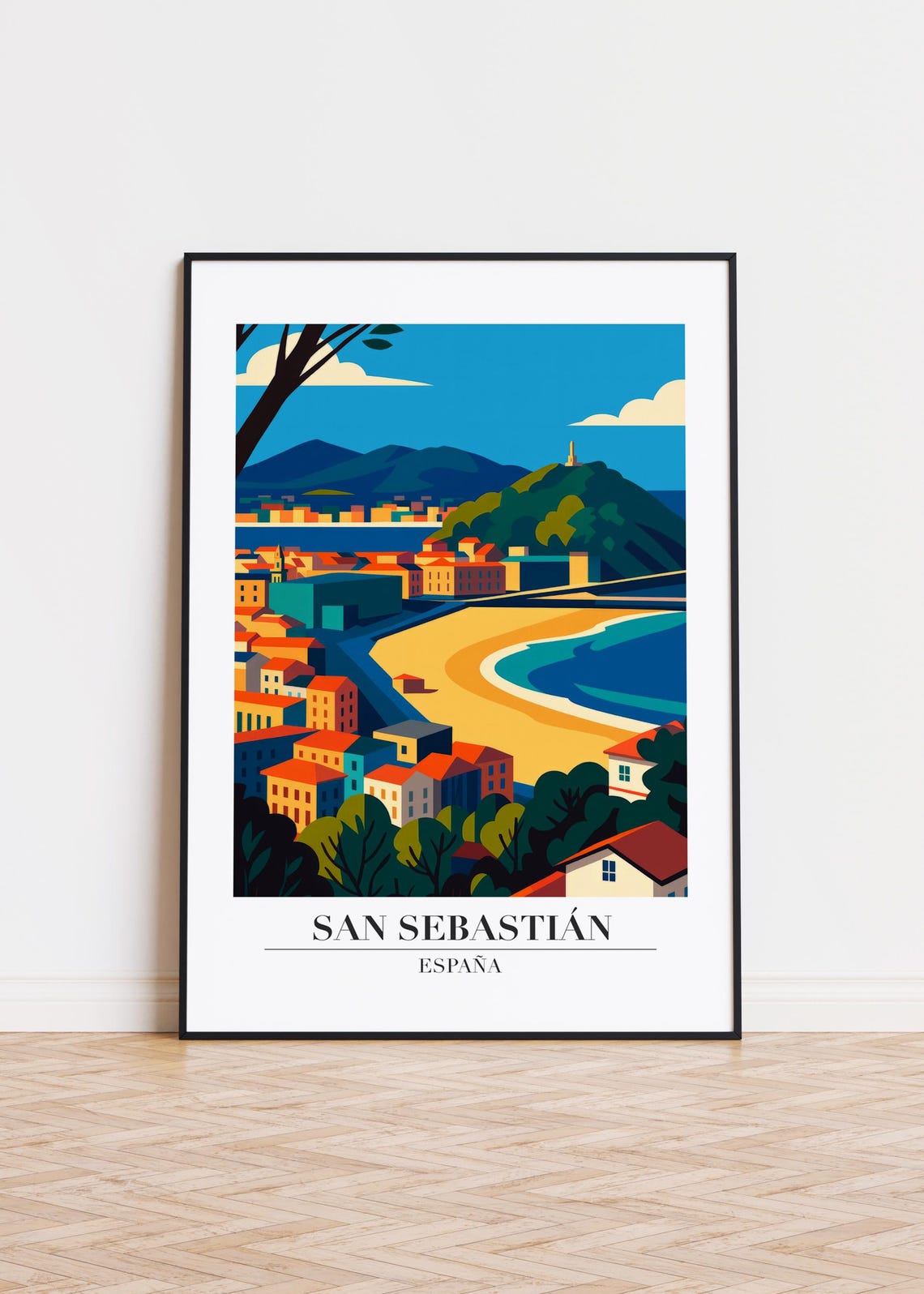 San Sebastin Spain Modern Travel Poster