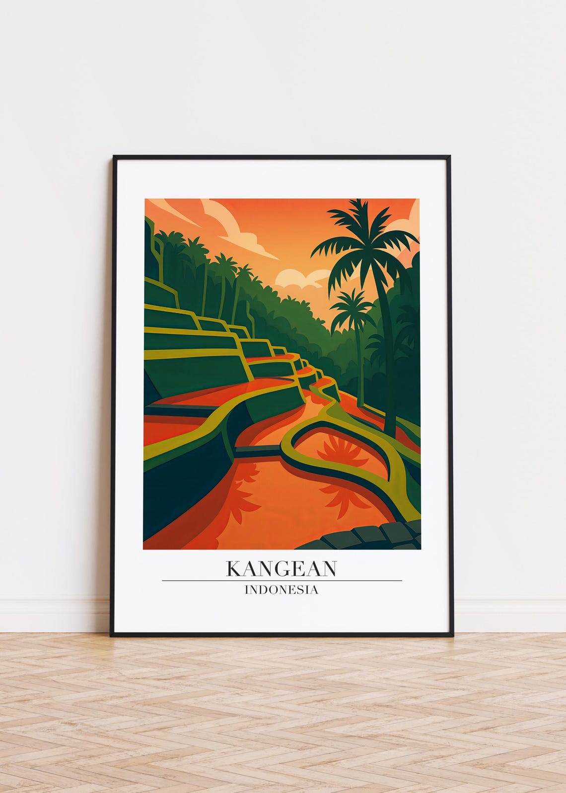 Kangean Indonesia Rice Terraces At Sunset Tropical Travel Poster