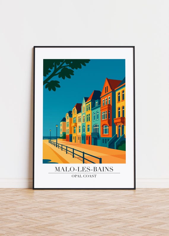 Malolesbains France Poster Skyline Silhouette Art Print