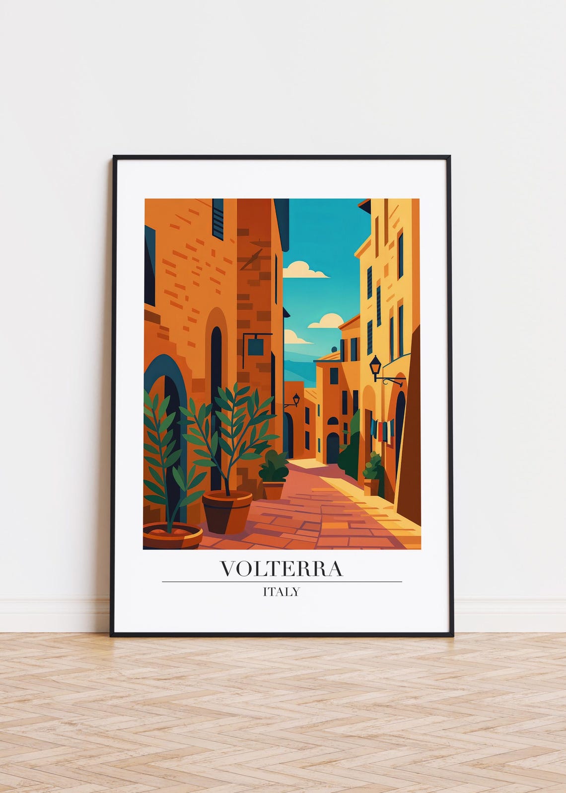 Volterra Italy Modern Travel Poster