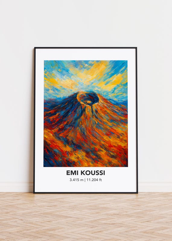 Emi Koussi Mountain Print Modern Oil Painting Style Art Poster