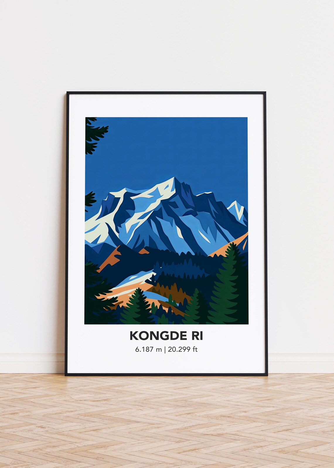 Kongde Ri Mountain Art Print Modern Minimalist Decor