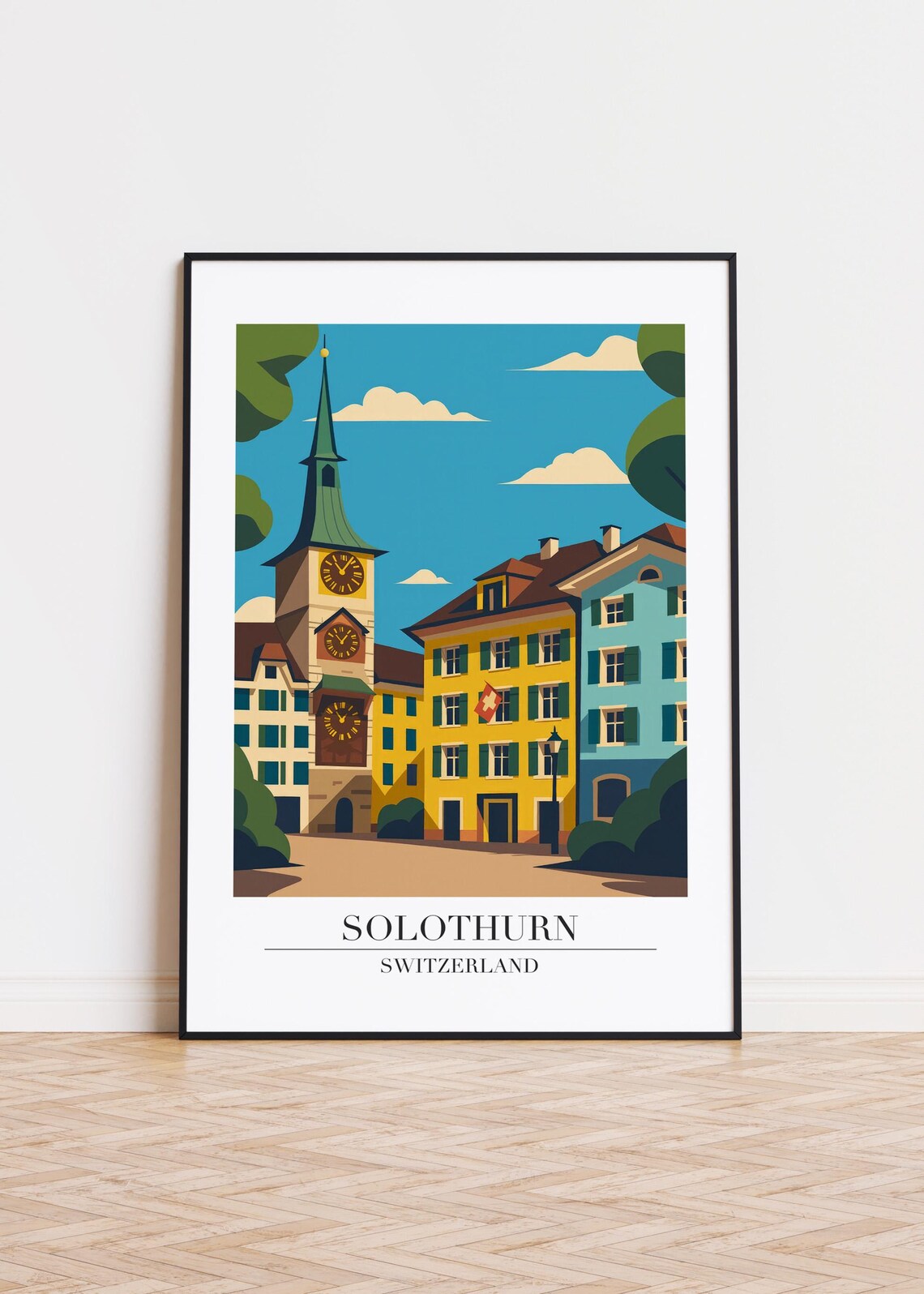 Solothurn Switzerland City Skyline Travel Poster