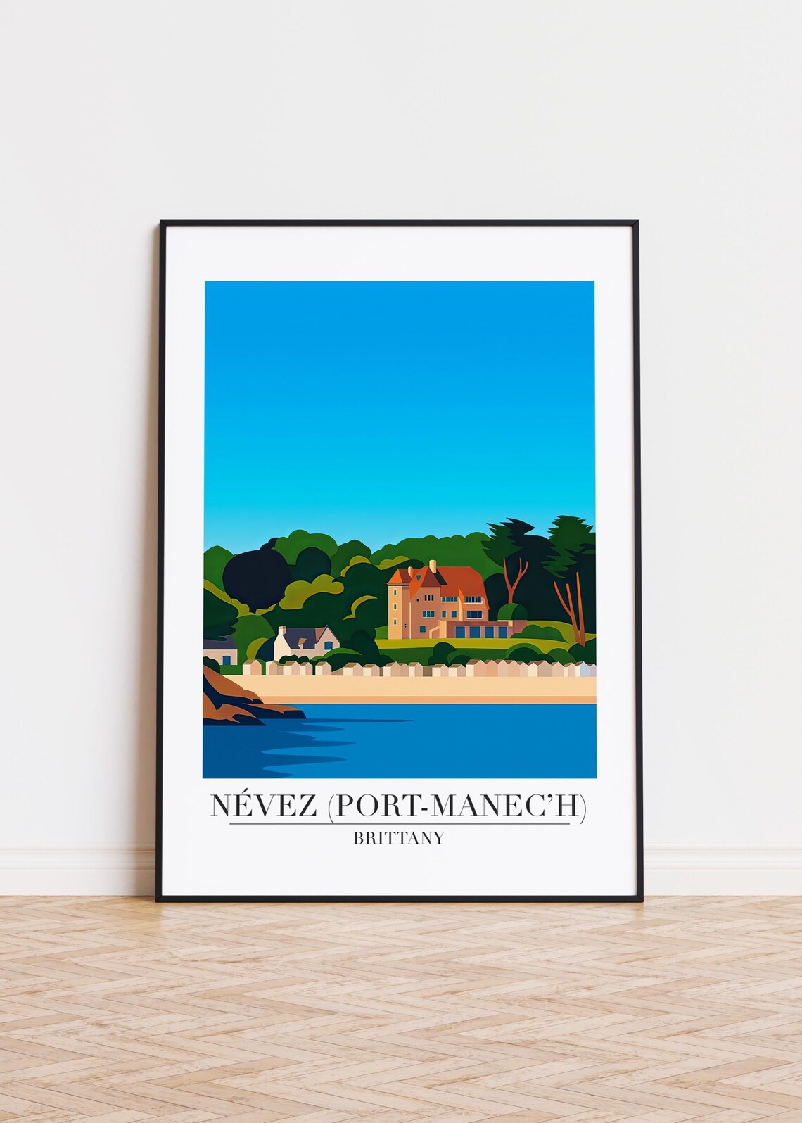 Nvez France Coastal Illustration Poster Print