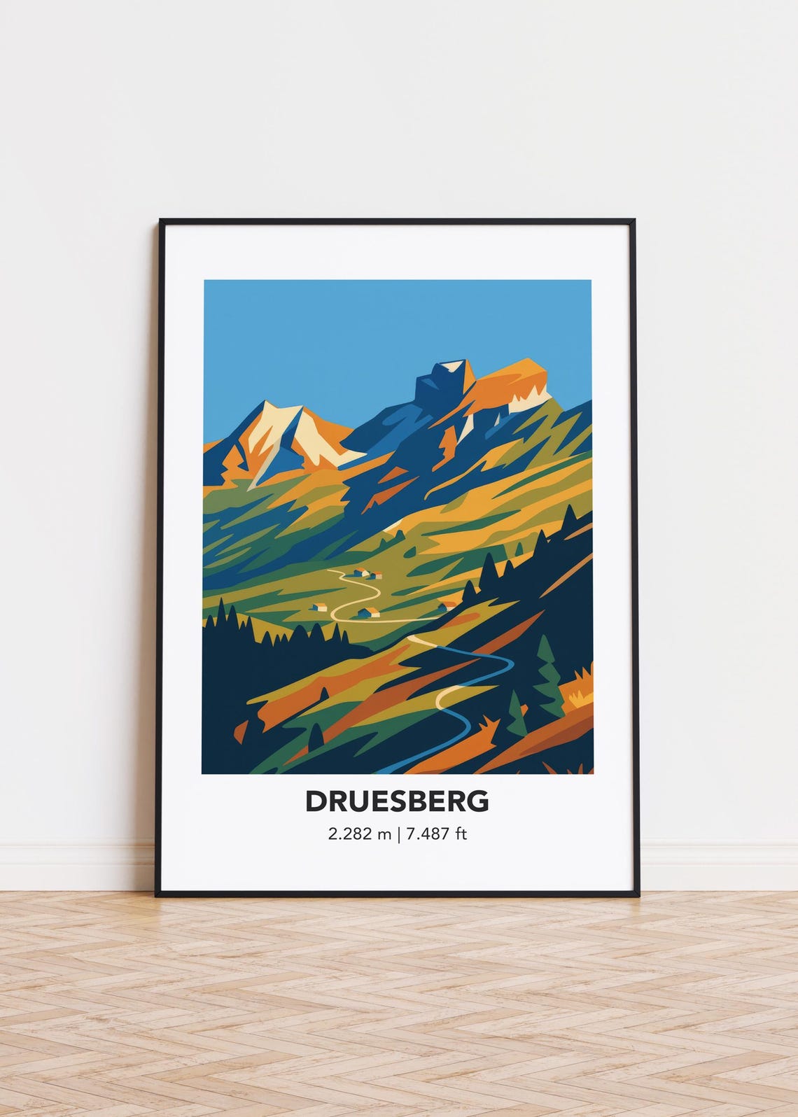 Druesberg Mountain Print Modern Minimalist Art Poster