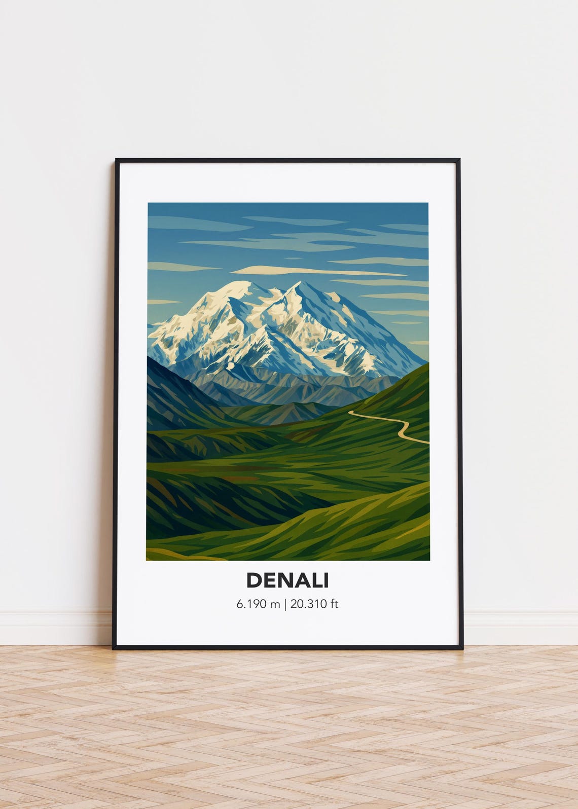Denali Alaska Snowcapped Summit Wilderness Mountain Art Poster