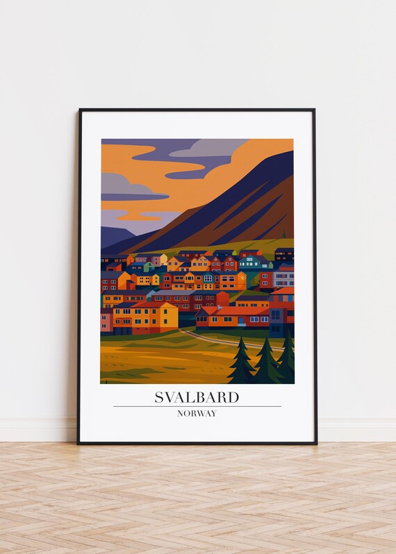 Svalbard Norway Poster Modern Scandinavian Illustration Art