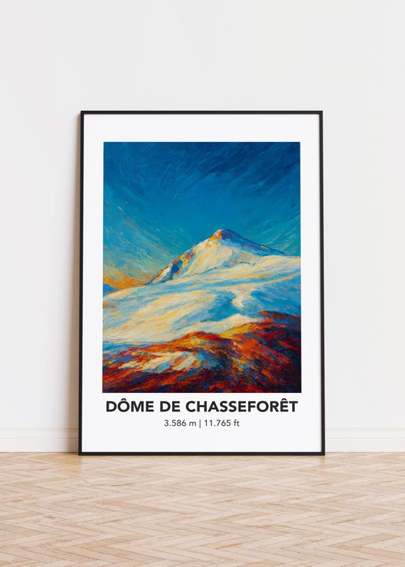 Modern Oil Painting Style Mountain Art Print Dme De Chassefort Poster