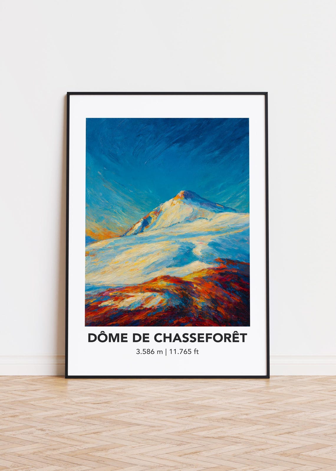 Dome de Chasseforet Snowy Alpine Oil Painting Style Mountain Poster