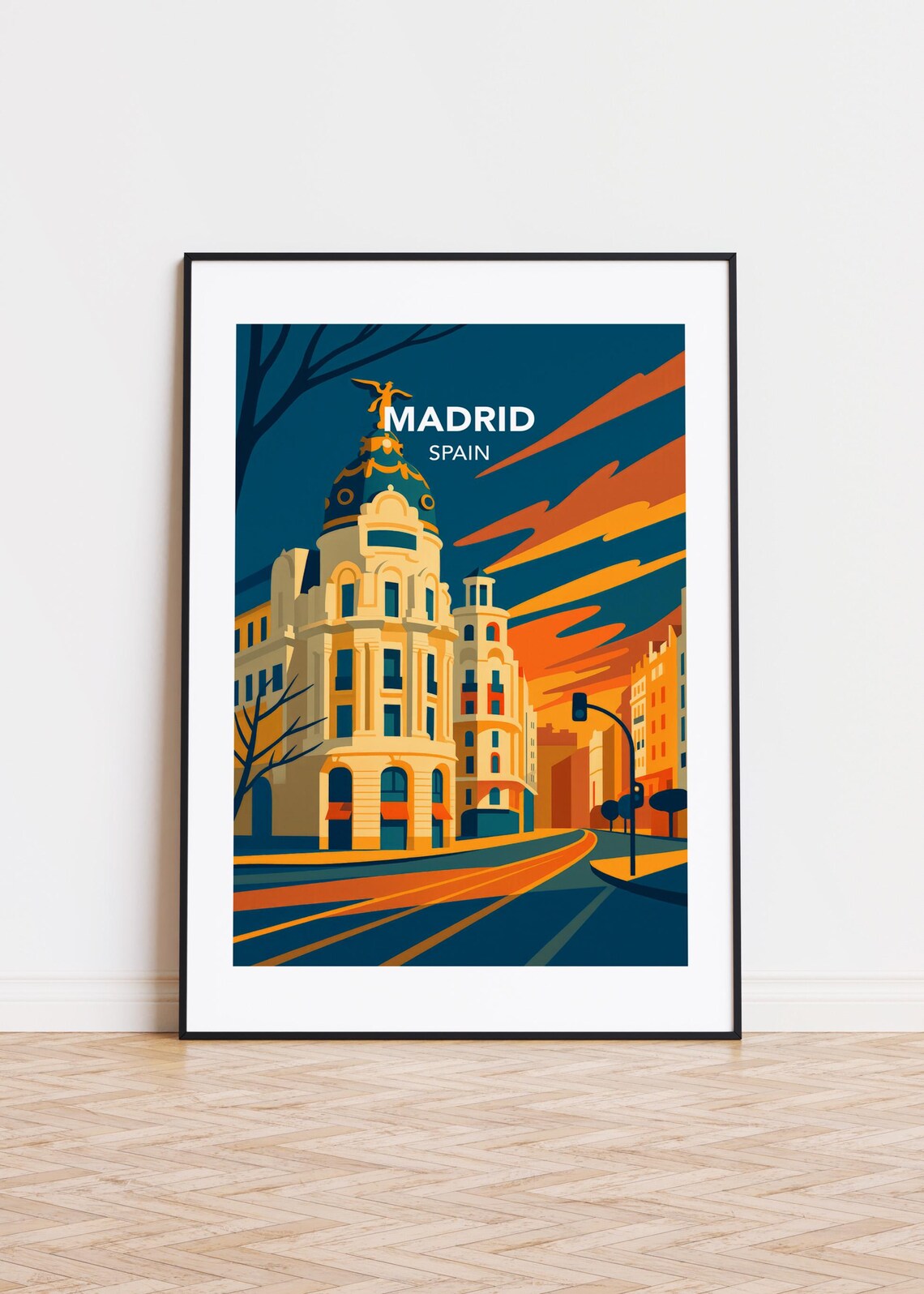 Madrid Cityscape Modern Spain Travel Poster