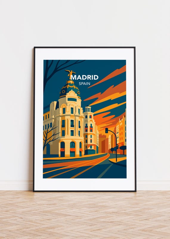 Madrid Cityscape Modern Spain Travel Poster