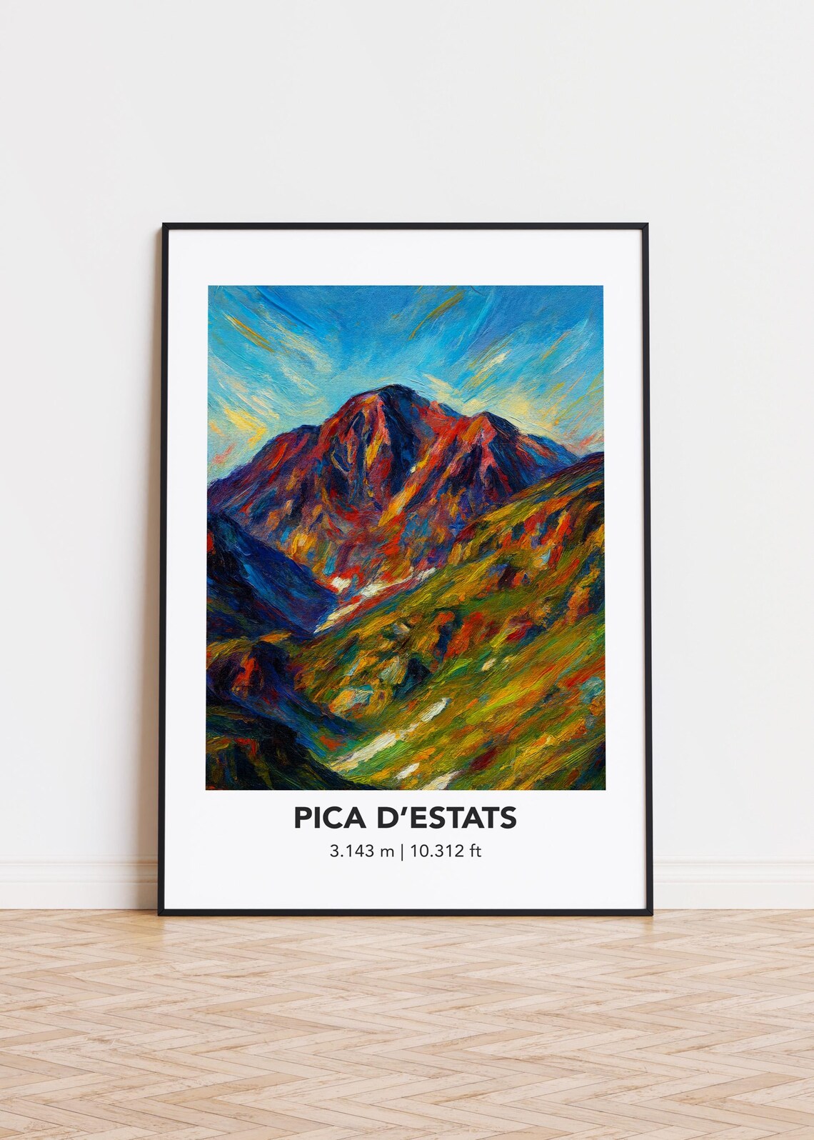 Pica d'Estats Colorful Mountain Peak Oil Painting Style Travel Poster