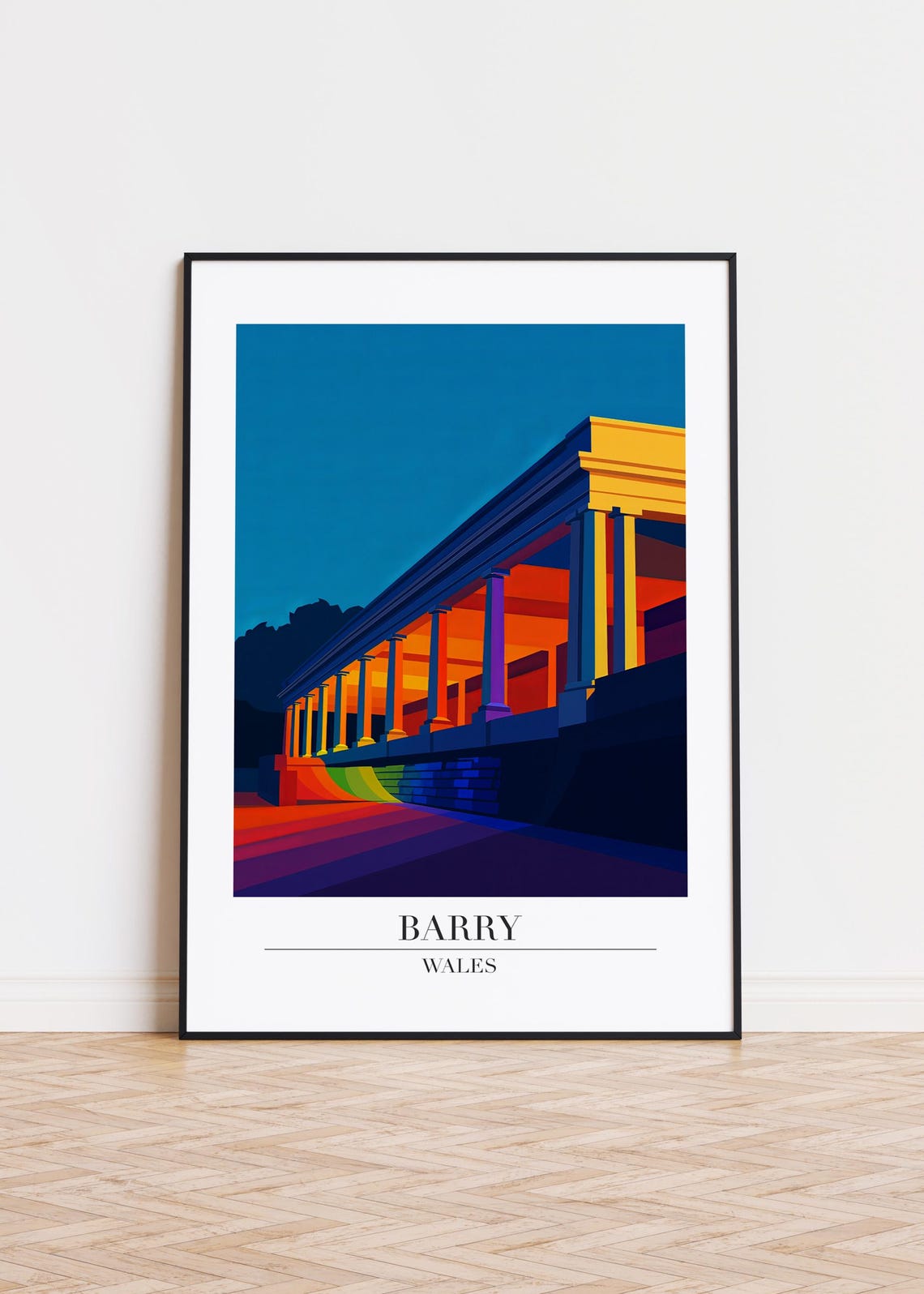 Barry Wales Historic Colonnade Landmark Vintage Travel Poster