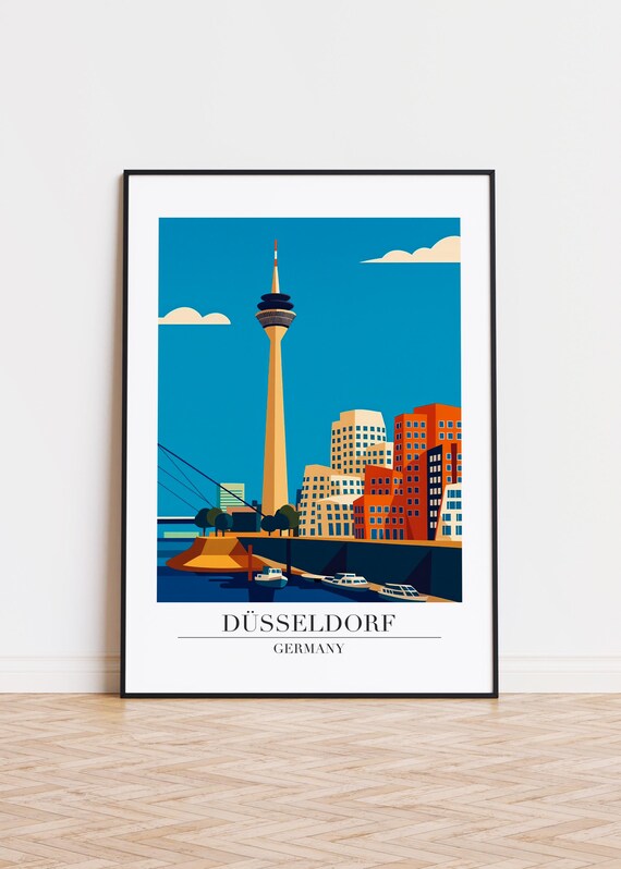 Dsseldorf Cityscape Poster Modern Germany Illustration Art