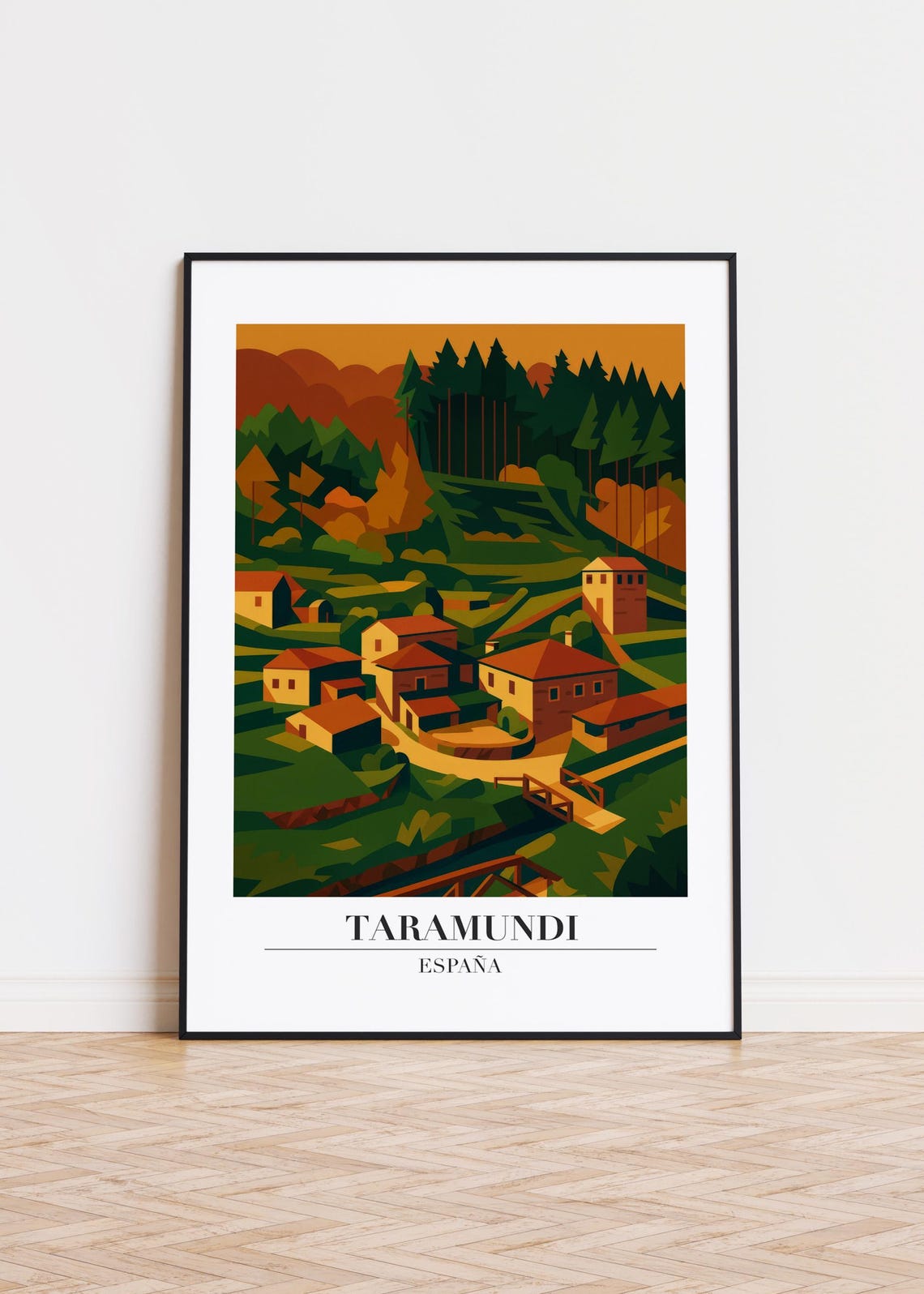 Taramundi Spain Forest Village Dusk Rustic Travel Poster Art