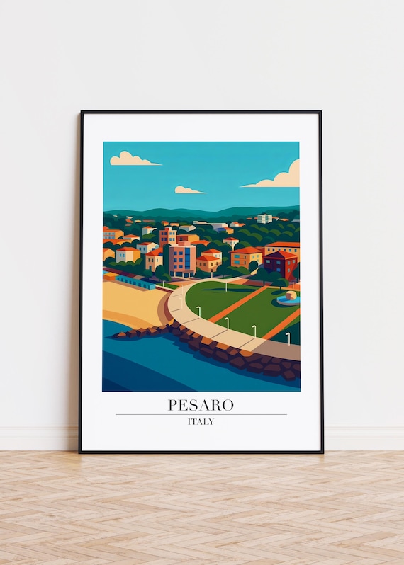 Pesaro Italy Poster, Modern City Illustration