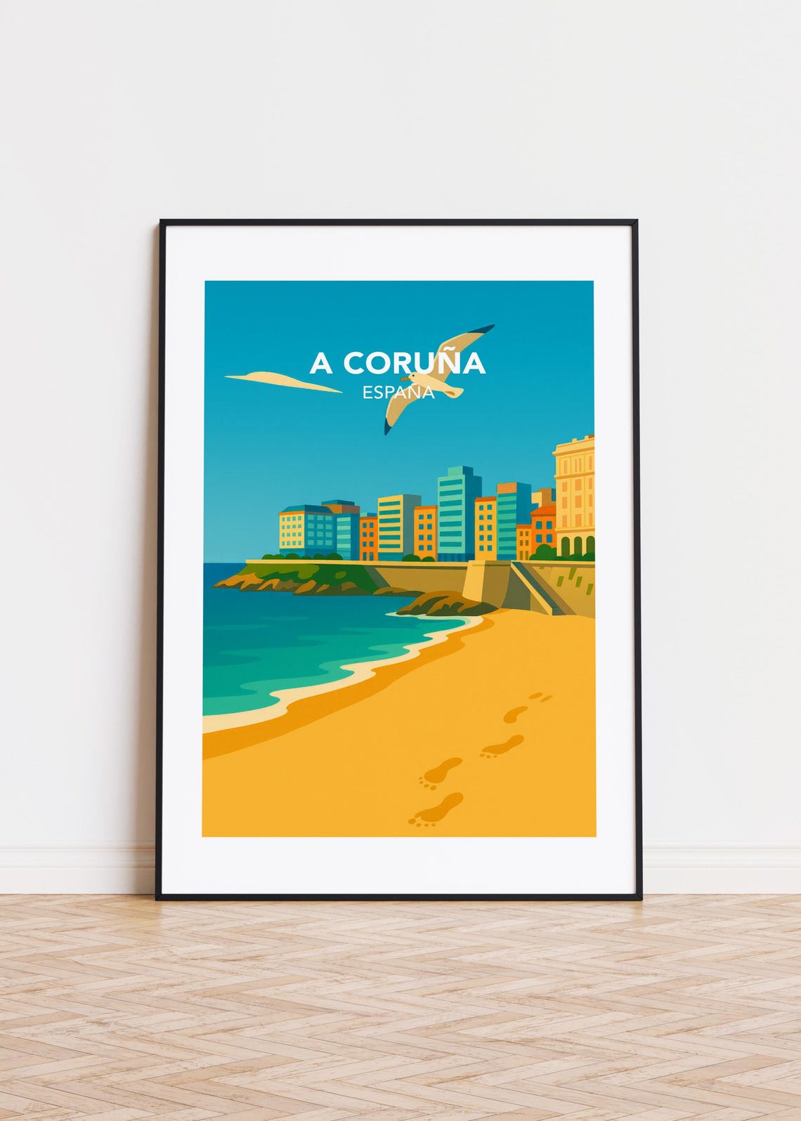 A Corua Spain Poster Modern City Art Print