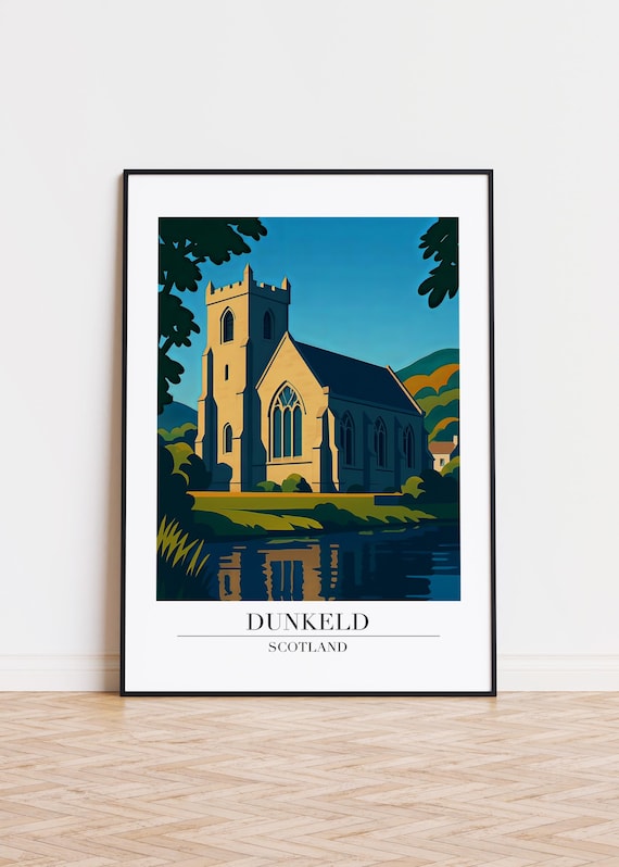 Dunkeld Scotland Poster, Modern City Illustration