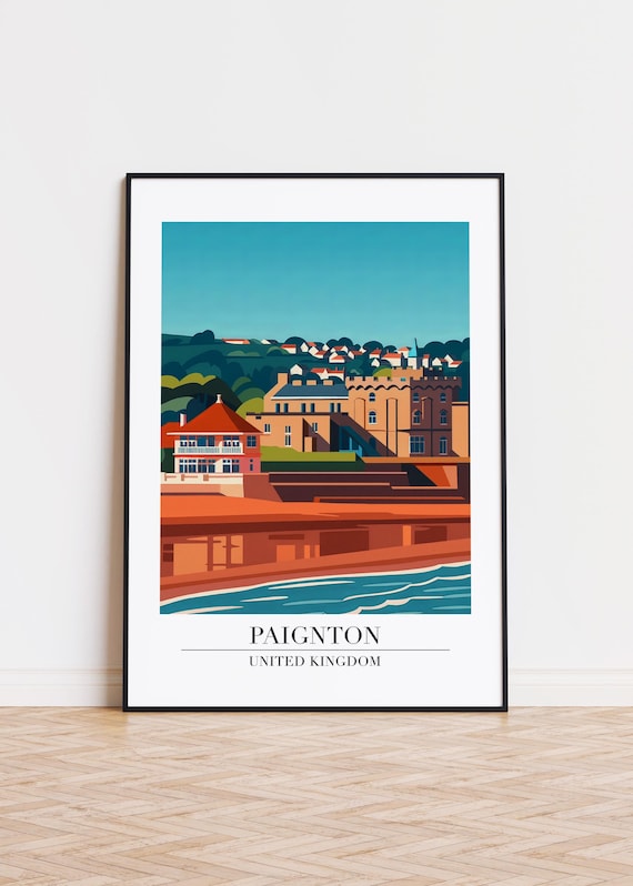 Paignton Illustration Art Print United Kingdom Travel Poster