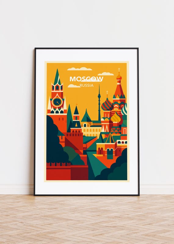 Moscow Cityscape Poster Modern Minimalist Art Print