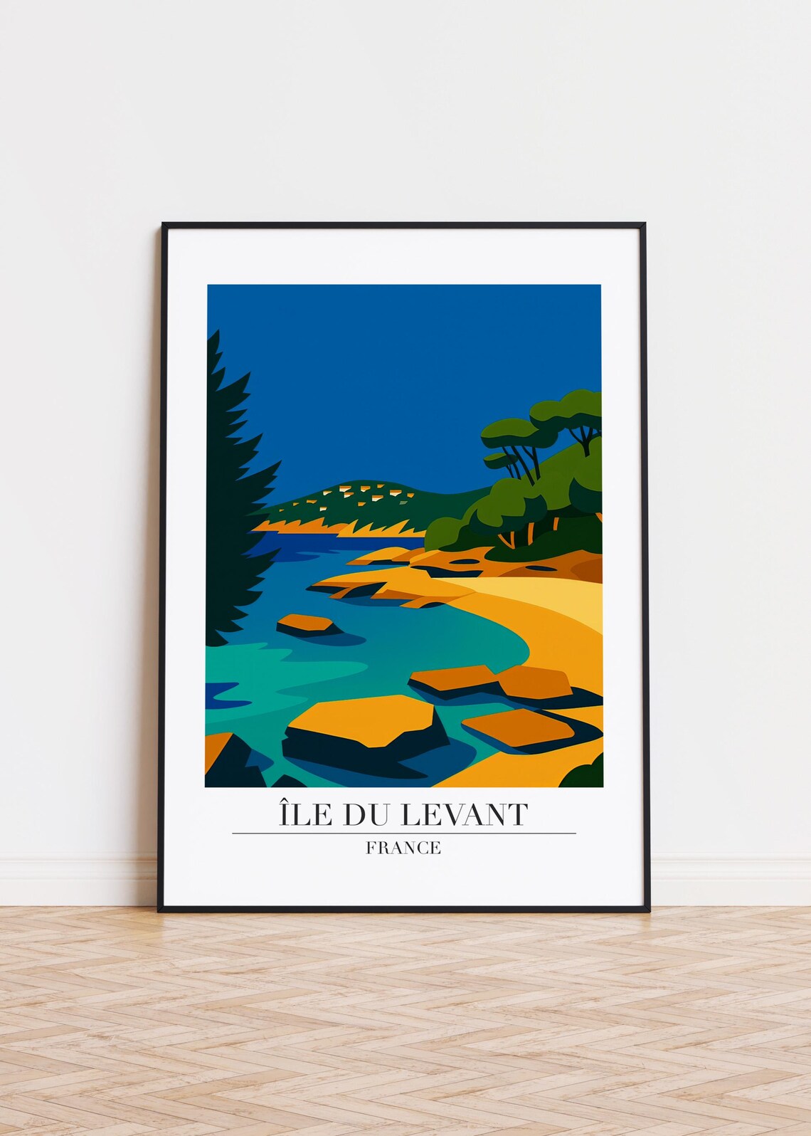 Ile du Levant France Rocky Coast Mediterranean Travel Poster