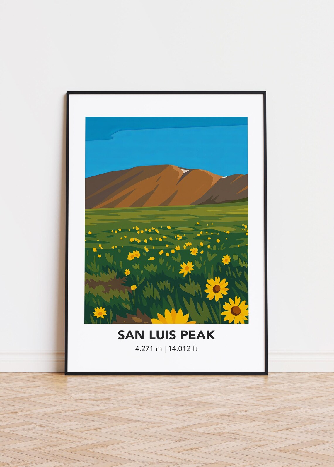 San Luis Peak Poster, Mountain Illustration