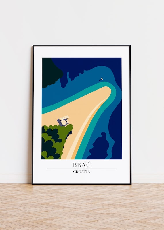 Bra Croatia Poster Modern Travel Illustration Art