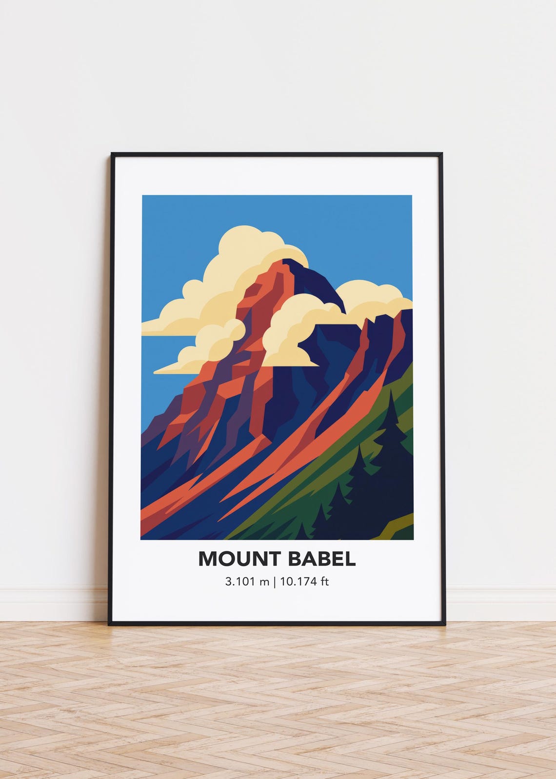 Mount Babel Art Print Minimalist Mountain Illustration