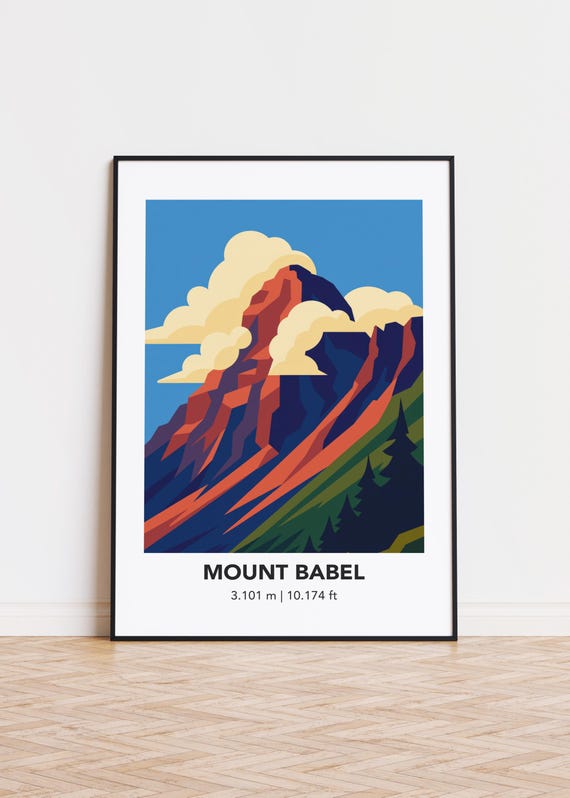 Mount Babel Art Print Minimalist Mountain Illustration