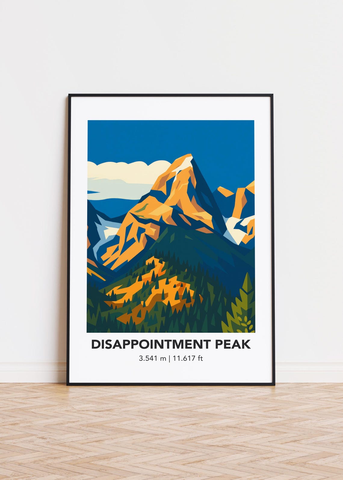 Disappointment Peak Orange Alpine Summit Geometric Illustration Poster