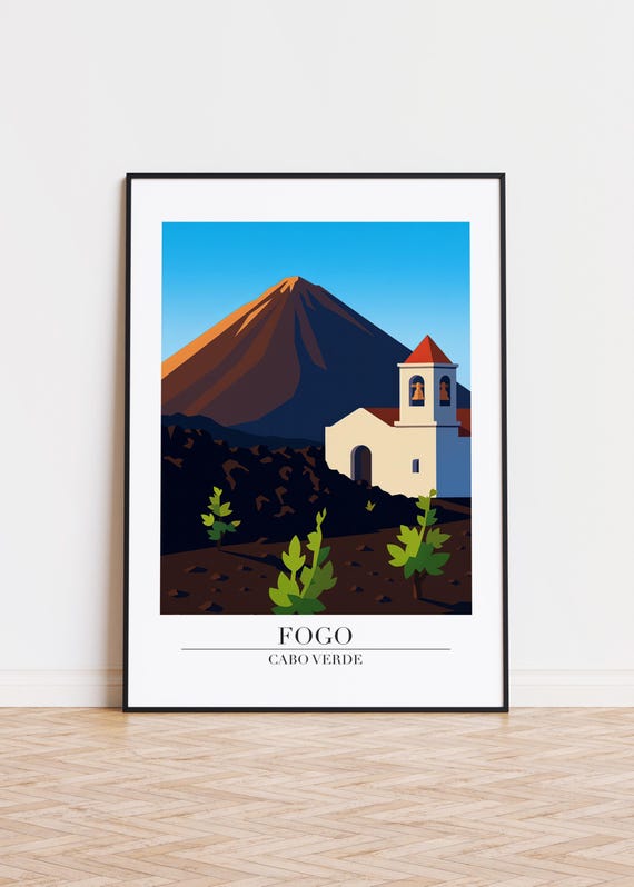 Fogo Cabo Verde Modern Travel Poster