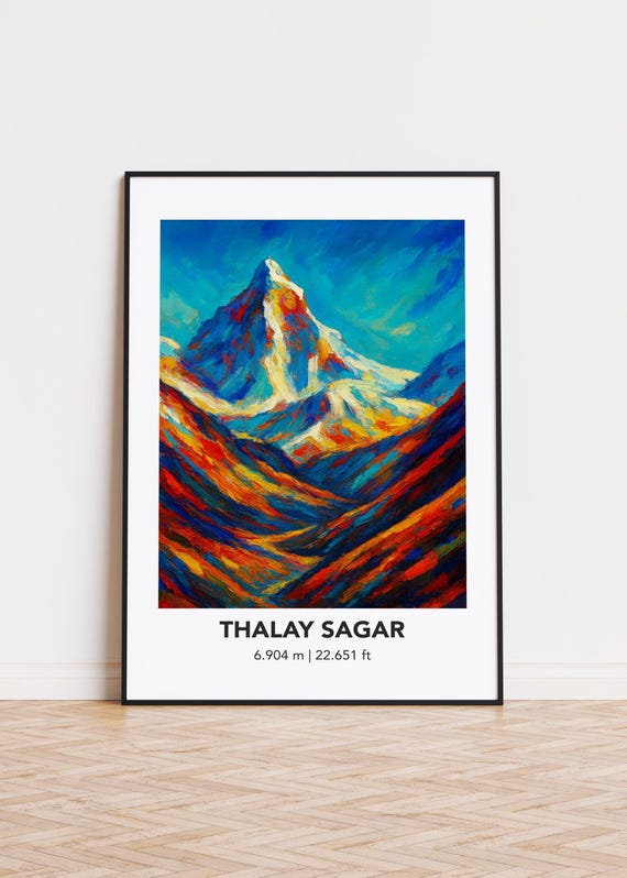 Peak113 Thalay Sagar Poster Mountain Print Modern Oil Painting Style Art